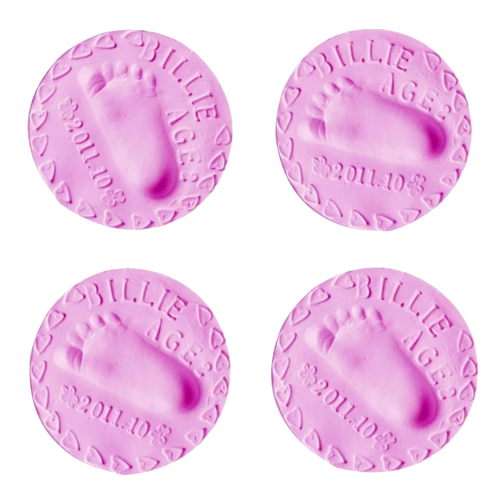 

4 Pieces Baby Hand Print Foot Print Keepsake Kit Clay Casting Kit for Baby Shower Gifts, Boys & Girls - Pink
