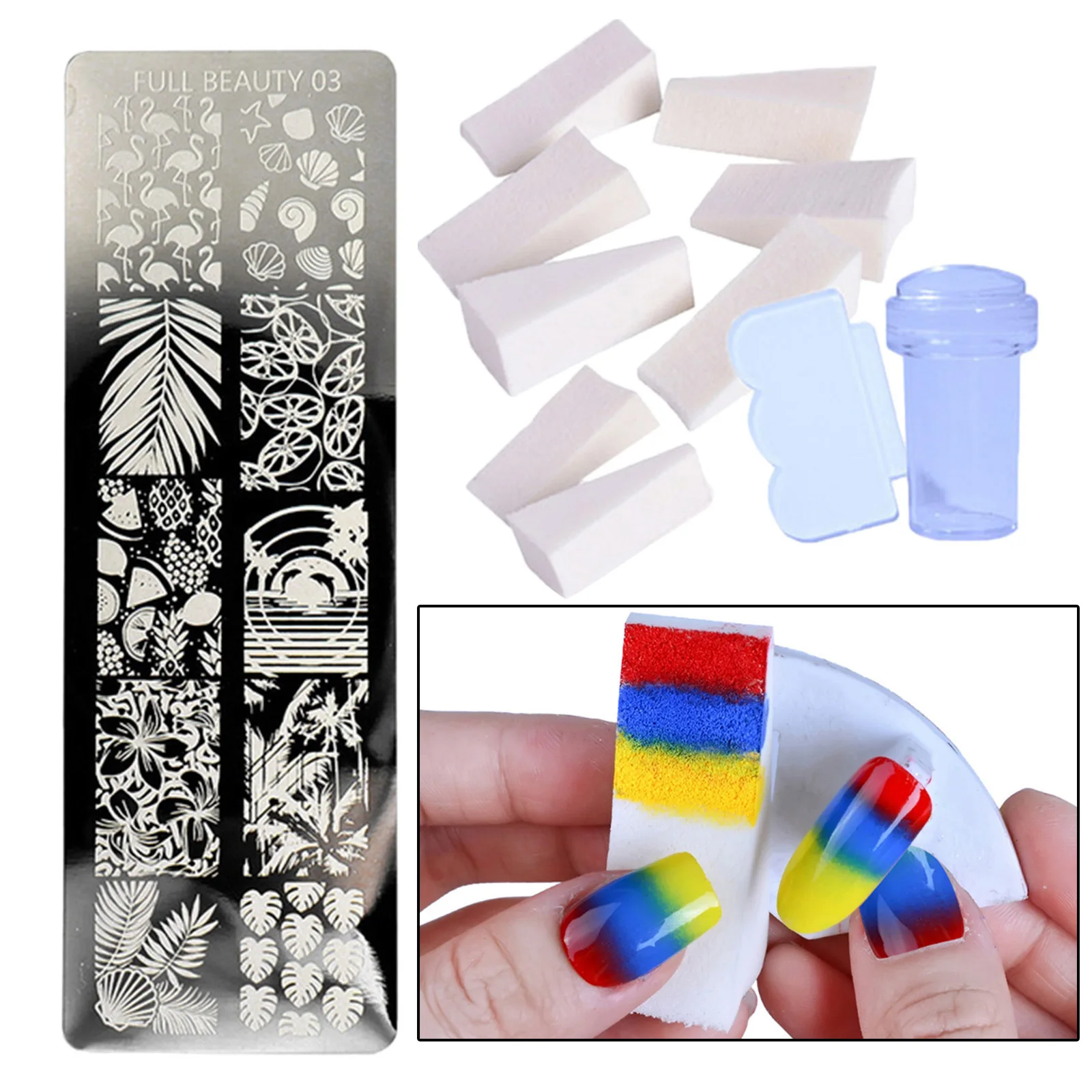 

1 Set Nail Stamping Plates Flower Leaf Transfer Stencils Stamper Scrapper Manicure Tools