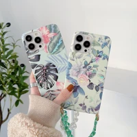 fashion luxury painting flowers plant pattern matching bracelet phone cover for iphone 11 12 13 pro max 7 8p xs xr phone cases