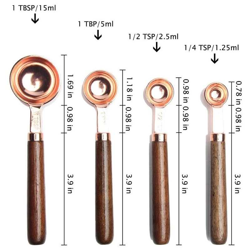 Мерные ложки-4 шт. мерные Детские Ложки с деревянной ручкой из нержавеющей стали