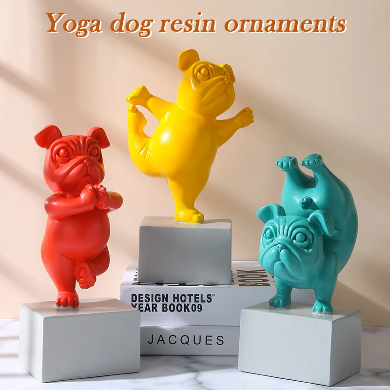 

Yoga Dog Figurine Decor Cute Creatives Craft Ornament Desktop Accessories For Bedroom Livingroom DSS899