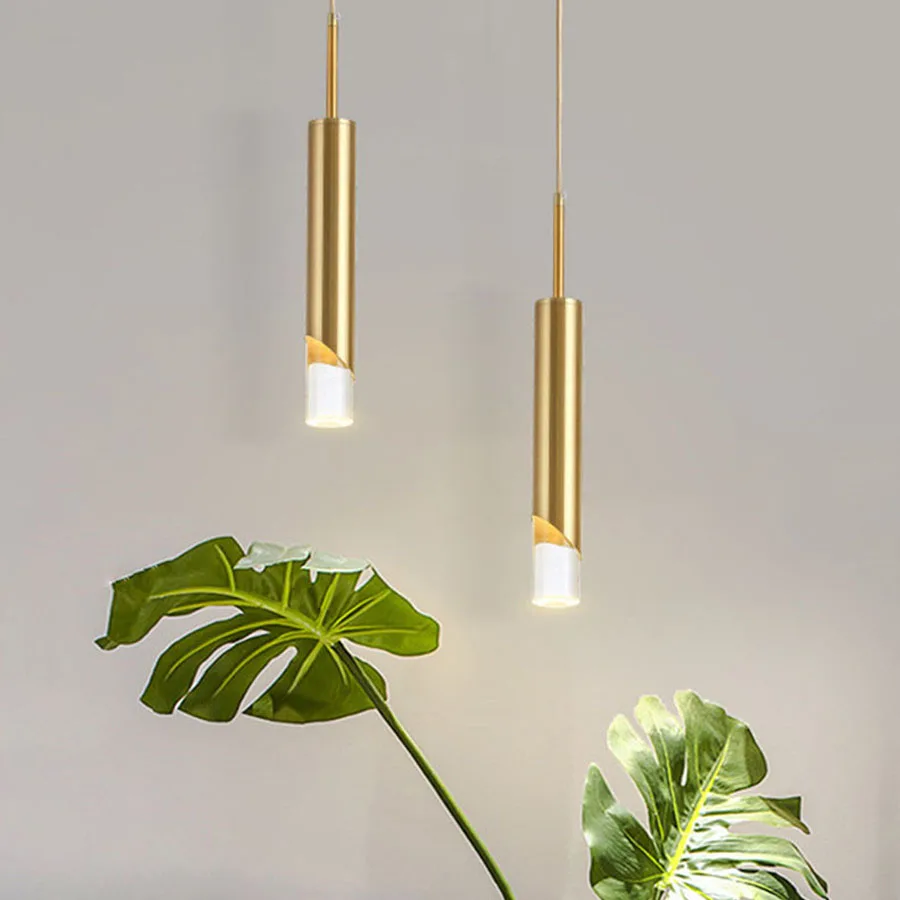 

Modern Metal Long Tube Pendant Lights Bedroom Bedside Living Room Cylinder Pipe Lamp Nordic Bar Cafe Ceiling Decor Hanging Light