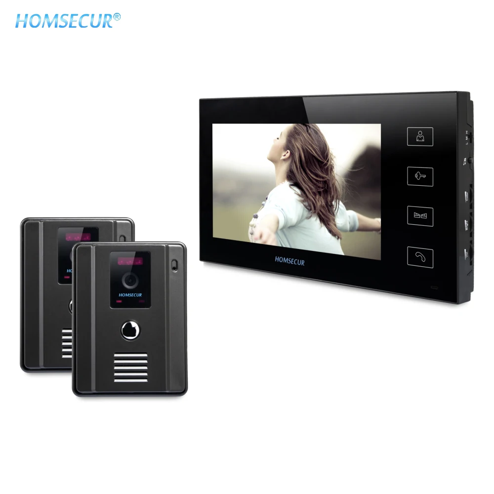 HOMSECUR 7 &quotСвободные Руки Видео и Аудио Смарт Дверной + Черный монитор для квартиры