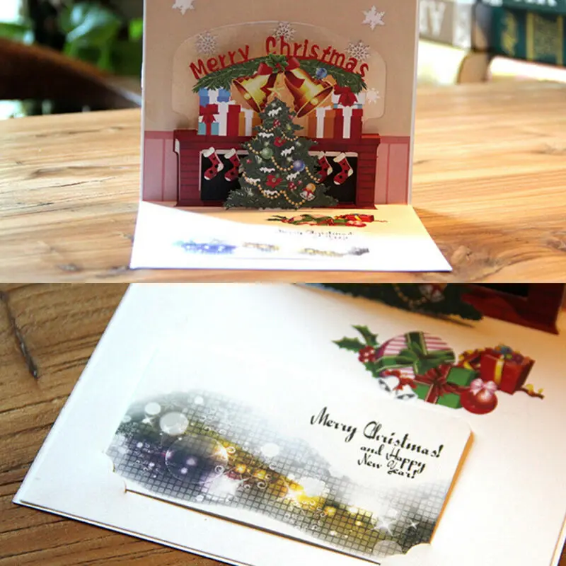 Merry Christmas Tree 3D Handmade Pop Up Paper Art Card Laser Cut Greeting Cards | Дом и сад