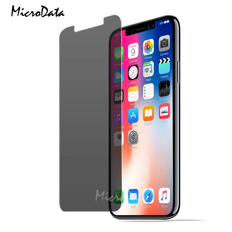 Антишпионское закаленное стекло MicroData для защиты экрана iPhone X XS XR XSMAX 9H 12 11 Pro Max SE