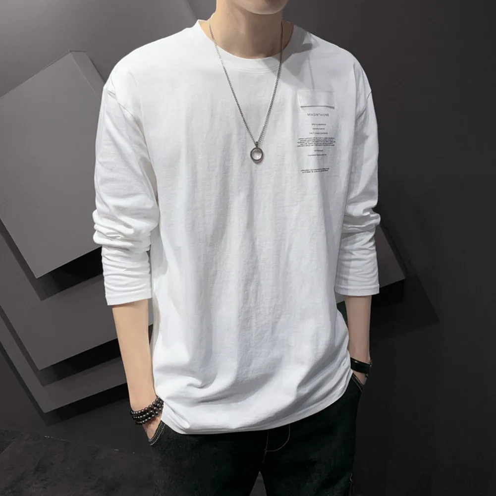 

New Sweater Men Round Neck Pullover Long-sleeved T-shirt Korean Printing Top New Sweater Men's Round Neck Pullover Long-sleeved