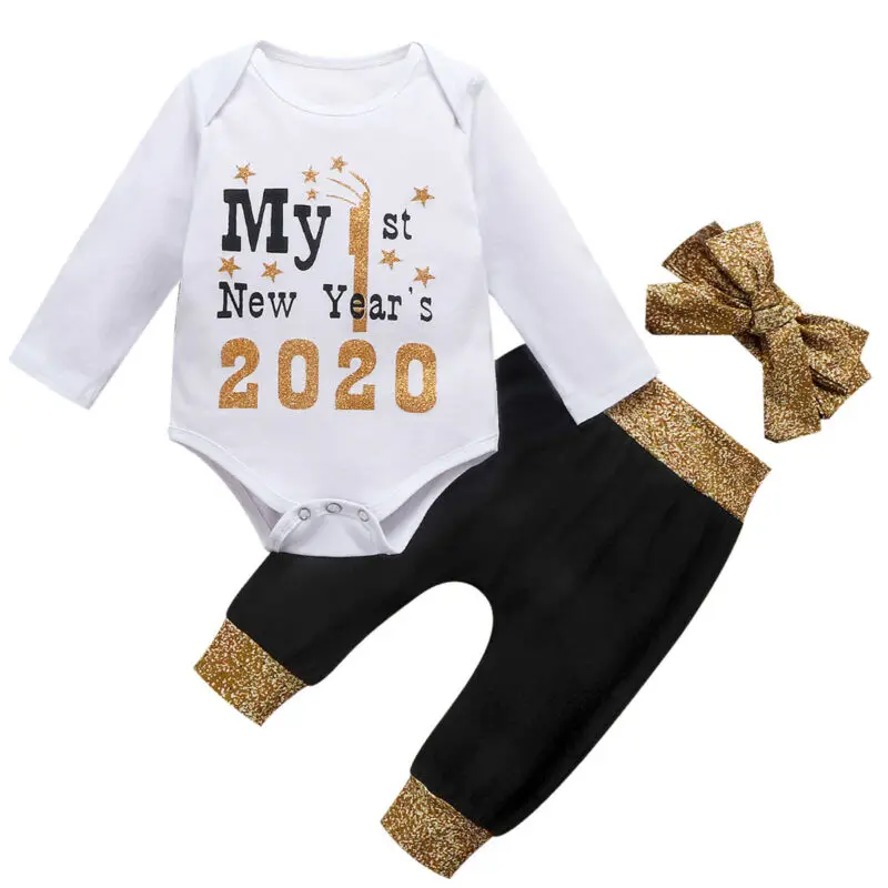 

Baby Girl Clothes Sets Long Sleeve Romper Bodysuit Long Pants Headband 3Pcs Outfits Toddler Boy New Year Infant Tracksuit 0-24M