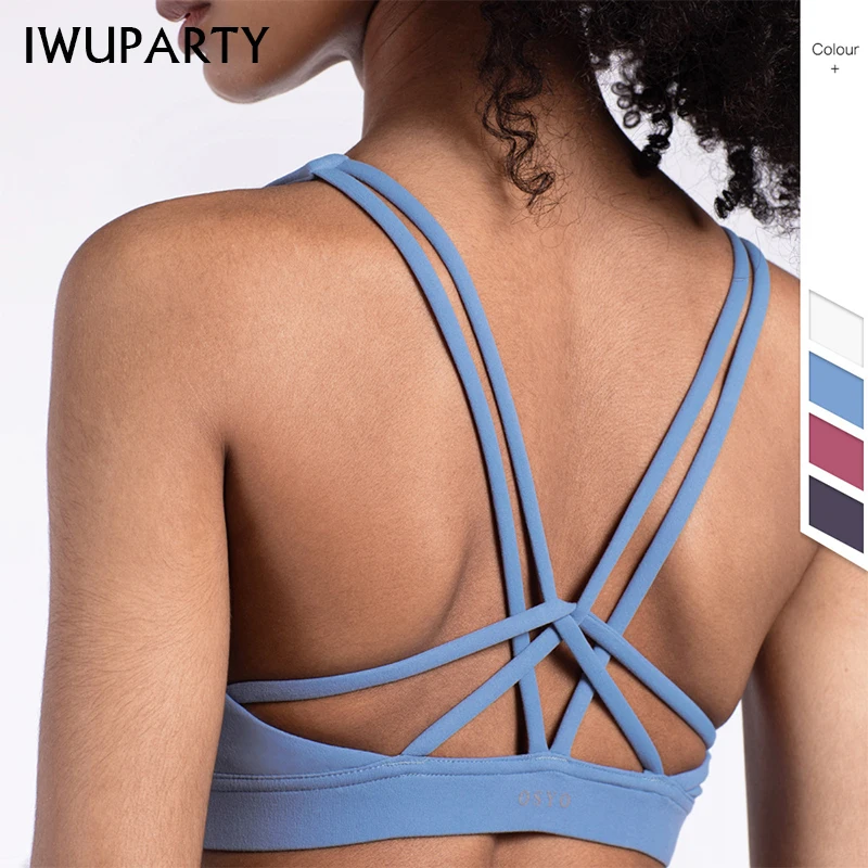 IWUPARTY сексуальный бюстгальтер для йоги с перекрестной спинкой Женский мягкий