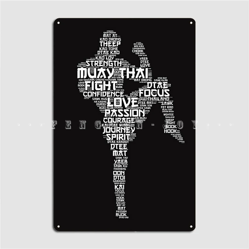 Muay Thai надписи металлический знак Настенная роспись пещера паб