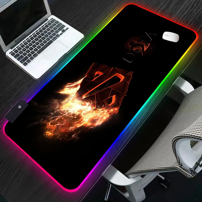rgb dota2 gaming mouse pad mousepad large xl keyboard mouse mat for laptop led lighting play mat anti slip carpet desk pad anime free global shipping