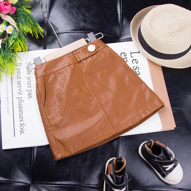 Юбка пачка для маленьких девочек новинка осень зима 2019 милая кожаная юбка