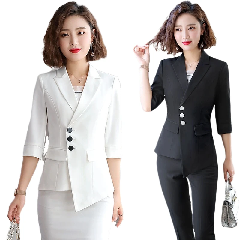 Офисные женские строгие брюки костюмы Женская деловая Спецодежда черный белый