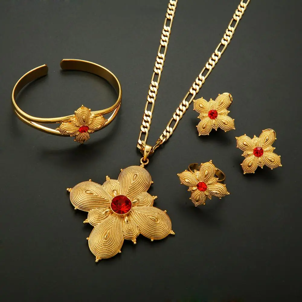 Модные комплекты украшений в африканском стиле цвет красный синий Φ 24k золото |