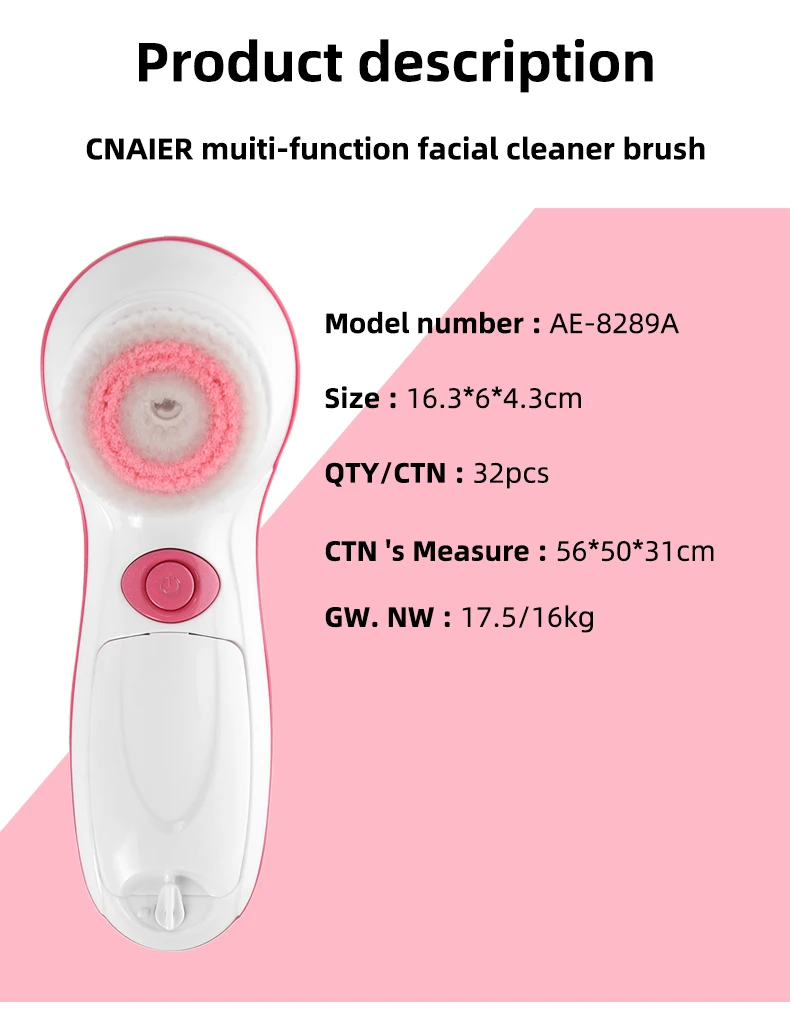 Электрическая Очищающая щетка для лица массажер очищения тела водостойкая CNAIER с