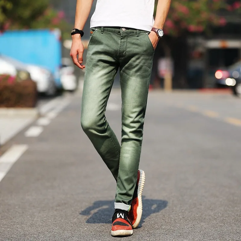 

Men'S Stretchy Denim Skinny Green Black Jeans 2021 Spring Autumn Brand Classic High Quality Fashion Mens Slim Fit Jeans Pants