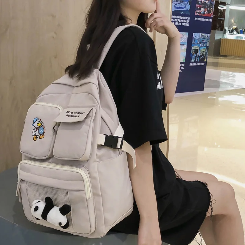 

Водонепроницаемый нейлоновый женский рюкзак с вышивкой из мультфильма, школьный ранец для девочек-подростков, дорожные сумки