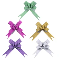 100pcs glitter pull bows gift knot ribbons string bows for gift wrapping flower basket wedding car decoration