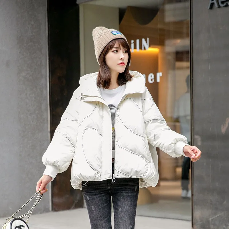 

Winter warmth, thick loose, wild white duck down jacket, fashionable bread jacket