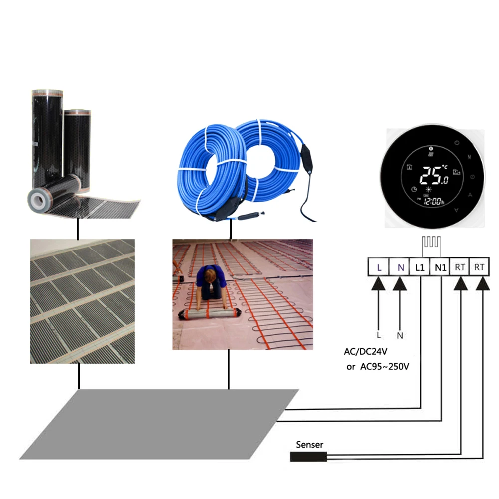 Умный термостат с Wi Fi и электрическим подогревом цифровой регулятор температуры