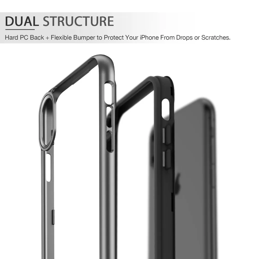 Чехол для iphone X 5,8 дюймов, ESR сверхпрочный двухслойный Твердый чехол с бамперной рамкой, Прозрачная Жесткая задняя крышка для iphone X 10 5,8