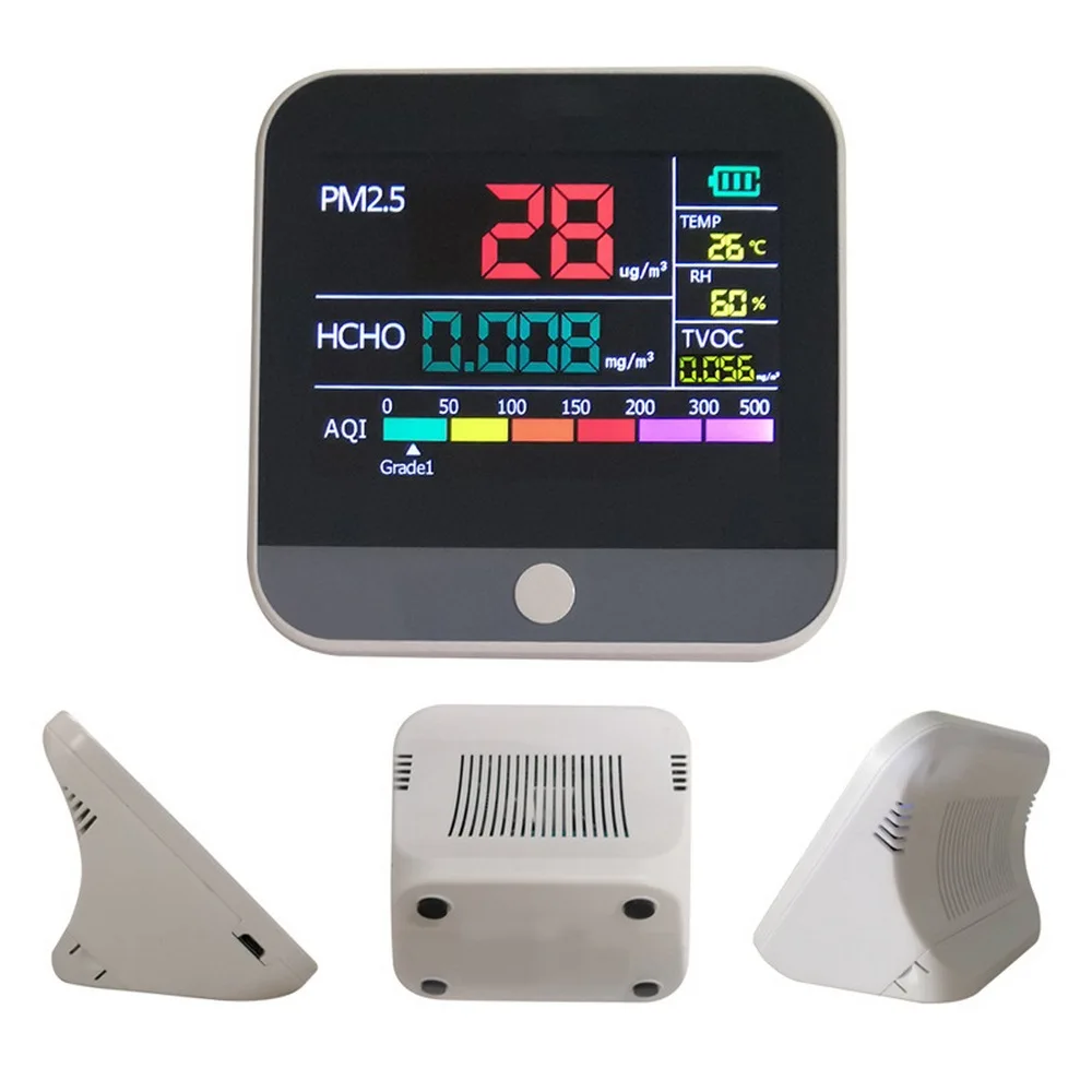 

6 в 1 детектор формальдегида TVOC HCHO PM2.5 AQI анализ качества воздуха тестер высокой точности дымки пыли Многофункциональный ЖК-дисплей