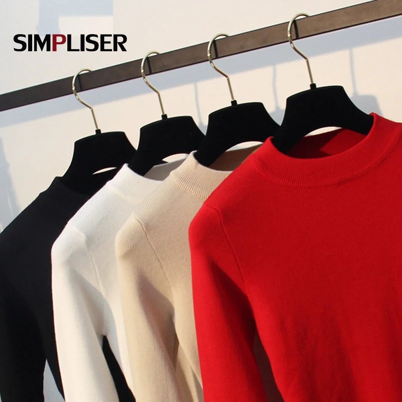 Базовые свитера для женщин вязаные топы белого красного черного цвета Женская