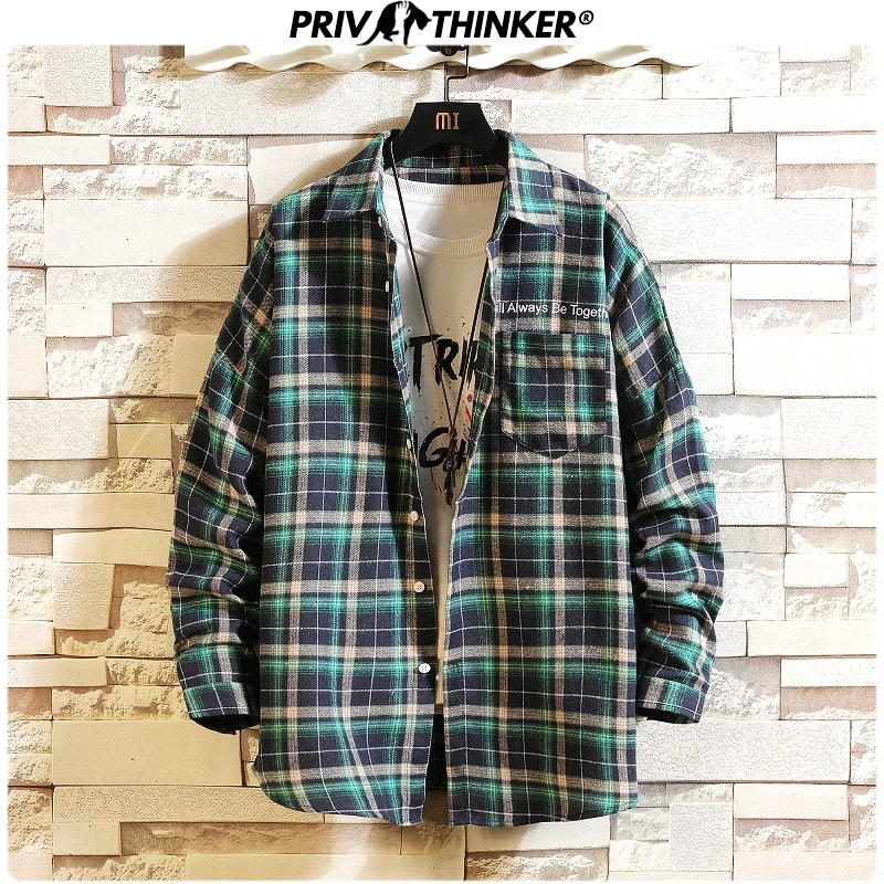 Privathinker повседневная мужская клетчатая рубашка весна осень рубашки для мужчин s
