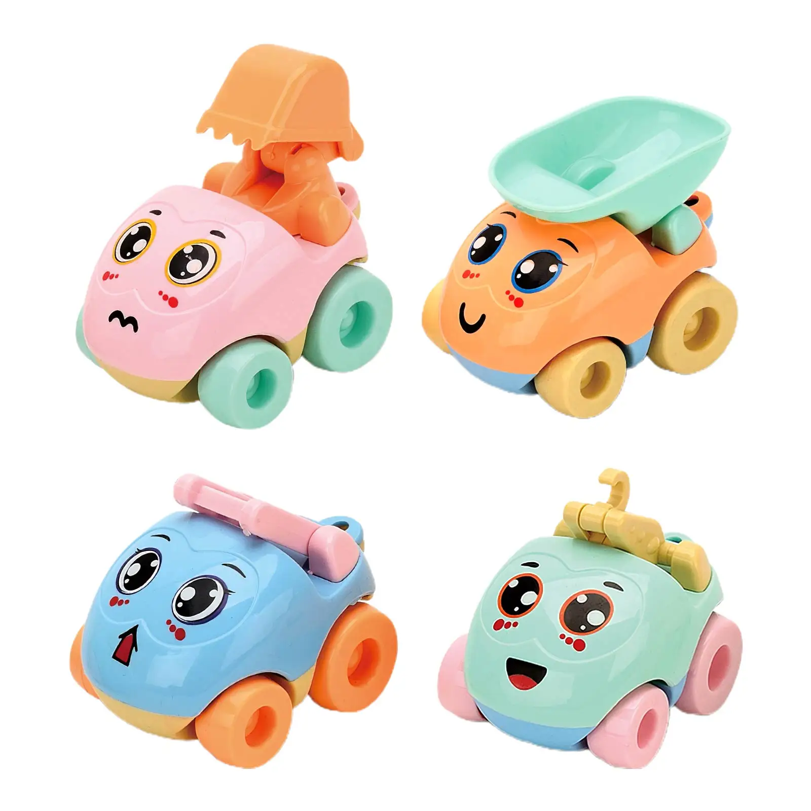 4Pcs Children Cartoon Kids Car Model Toy Pull Back Toys Mobile Vehicle Fire Truck Taxi Mini Plastic Cars Boy Gift | Игрушки и хобби