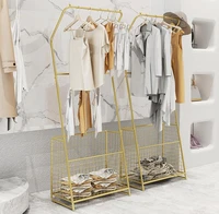 clothing store creative shelf womens clothing store scarf belt display shelf floor gold iron hanging clothes rack