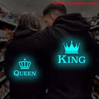 luminous lovers hoodies men king queen letters print sweatshirts harajuku streetwear creative unisex oversized pullover sudadera