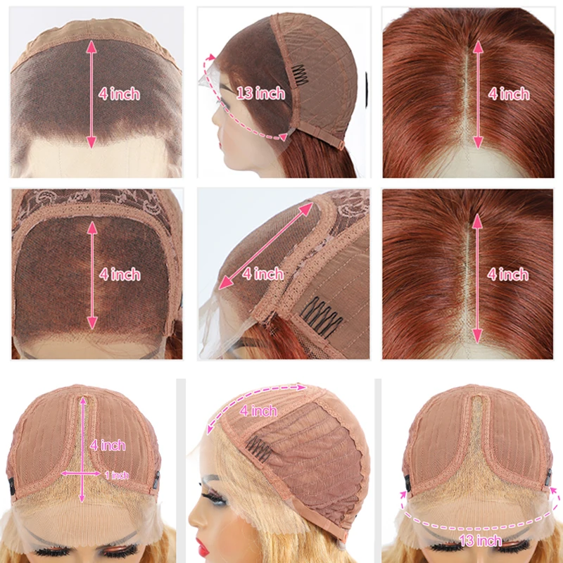 

13x4 Lace Front Human Hair Wigs For Black Women 33 Auburn Brown Brazilian Straight Pre Plucked Lace Wigs Remy Hair Wig 150% KEMY