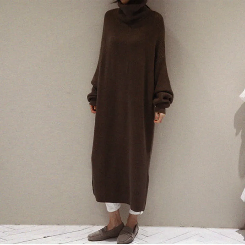 Корейская версия свитер юбка выше колена высокий воротник толстый водолазка