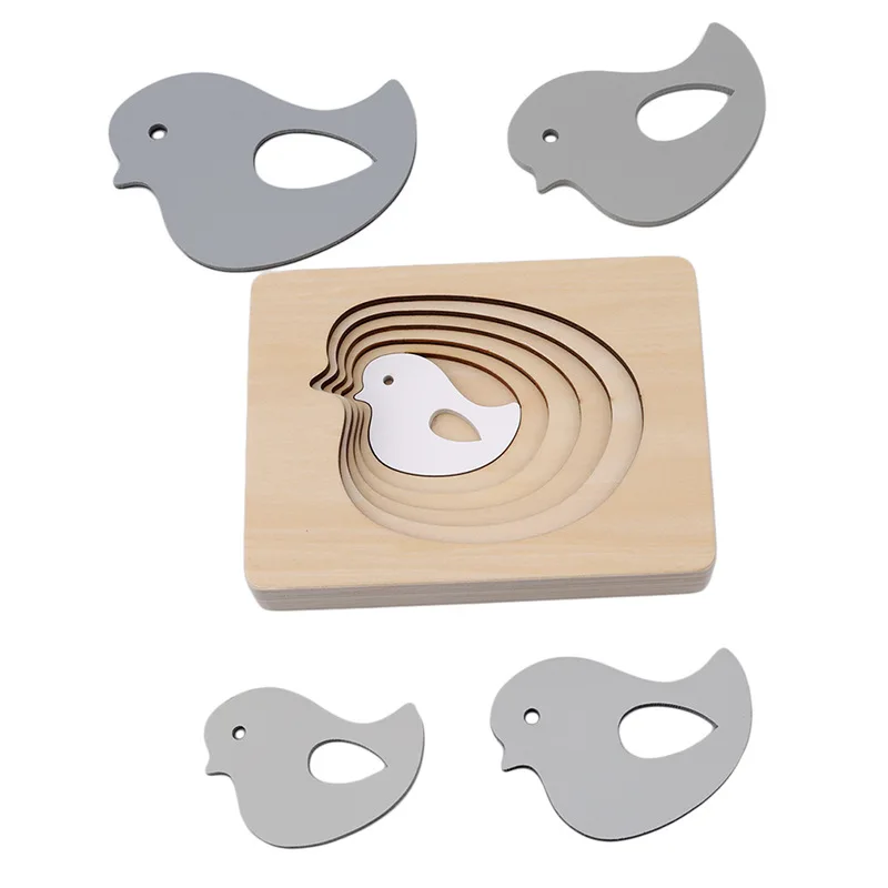 Детские игрушки животные картонная 3D головоломка многослойный пазл деревянные