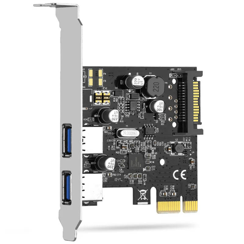

PCI-E to USB 3.0 expansion card SATA 15Pin 2 Port USB 3.0 hub nec720202 chipset desktop PCI expansion card