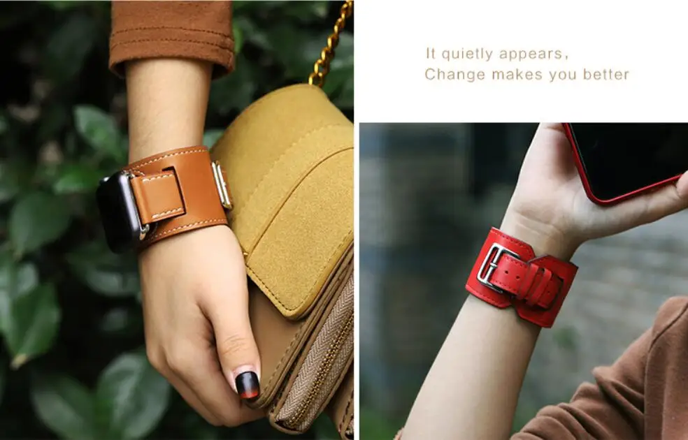 Ремешок кожаный для iwatch Series 6/5/4/3/2/1 браслет Apple Watch band se Кожаный Браслет-манжета 42 38