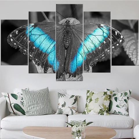 5 шт., настенная Картина на холсте, постер с животными, красивая бабочка, Современное украшение для дома, картина, модульная рама для гостиной