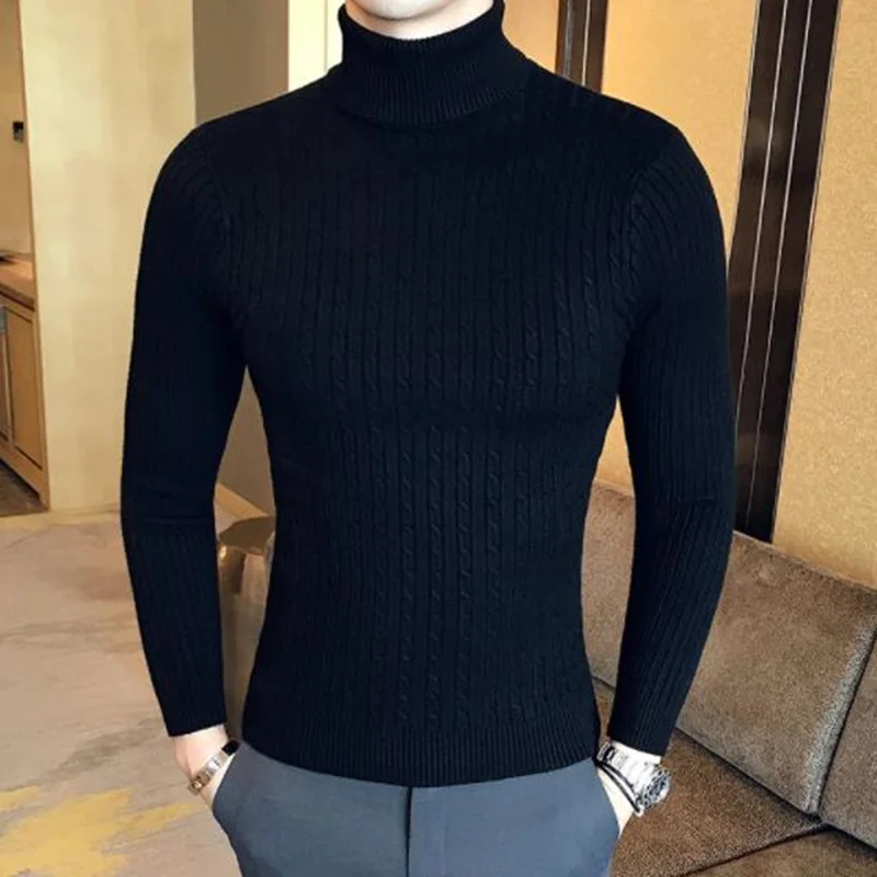 2022 korean slim solid color turtleneck sweater mens winter long sleeve warm knit sweater classic solid casual bottoming shirt free global shipping