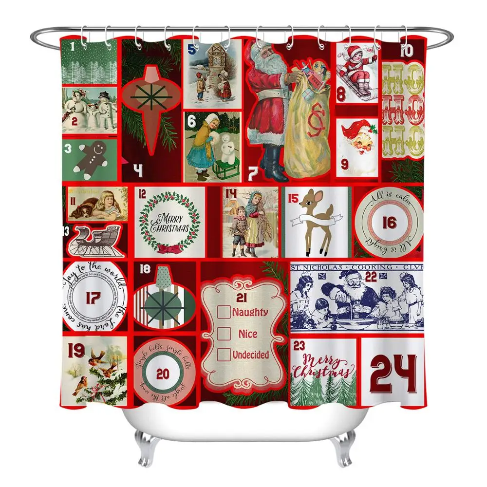 Новогодний календарь праздничный декор для ванной комнаты водонепроницаемая