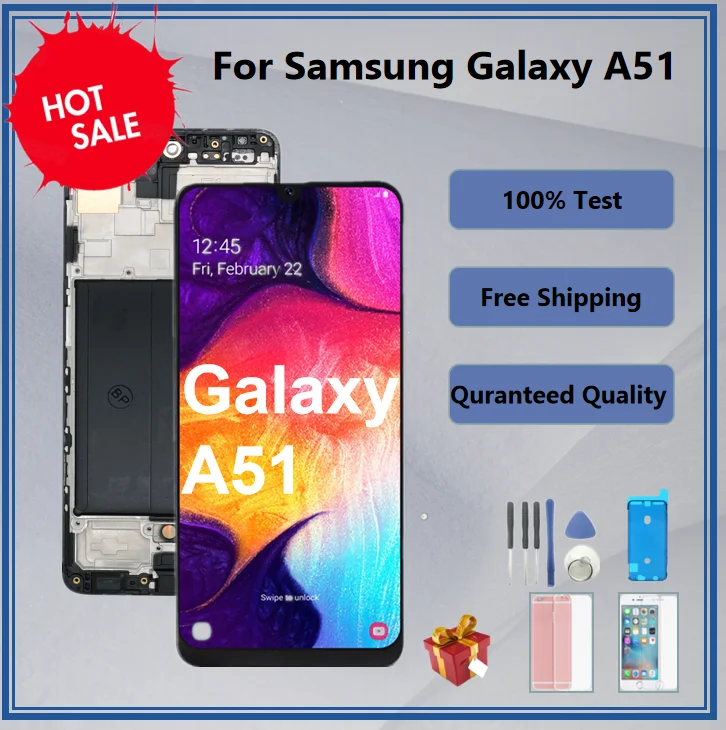 

AMOLED OLED ЖК-дисплей для Samsung Galaxy A51 SM-A515F ЖК-дисплей в сборе с рамкой для Samsung A51 SM-A515U