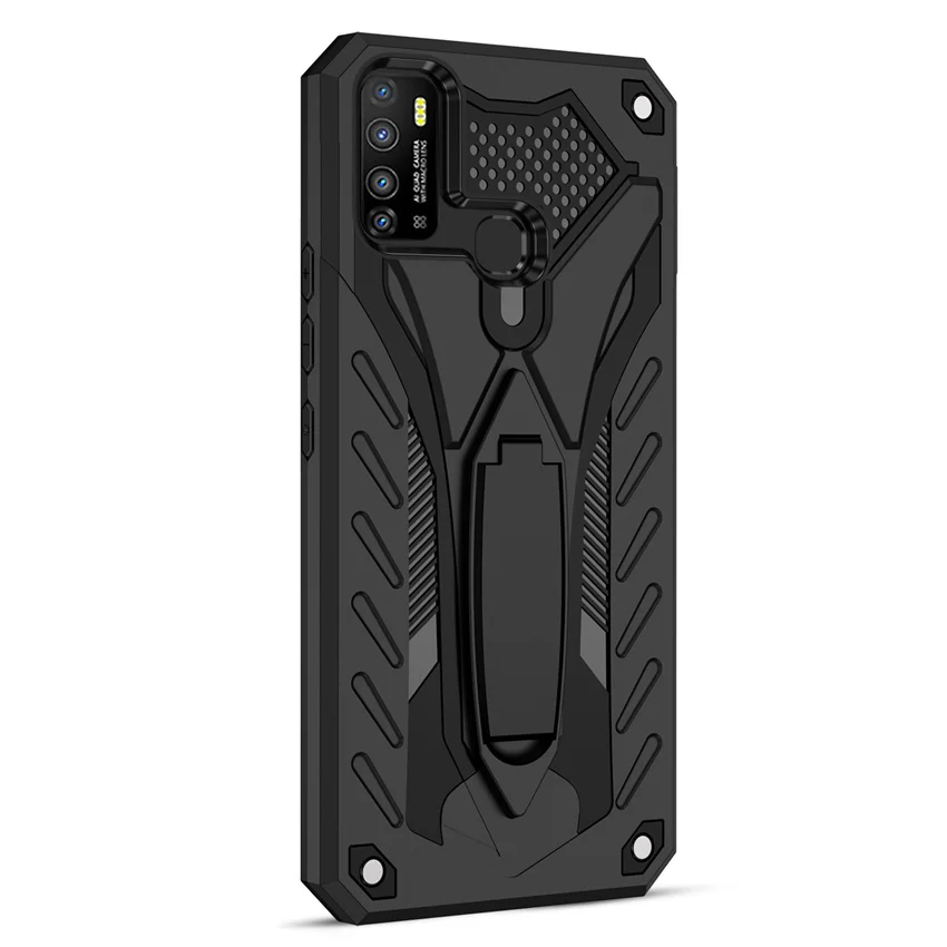 armor silicone shockproof case for infinix smart 5 hot 9 10 play lite 10s 10i stand holder hard pc back cover phone fundas free global shipping