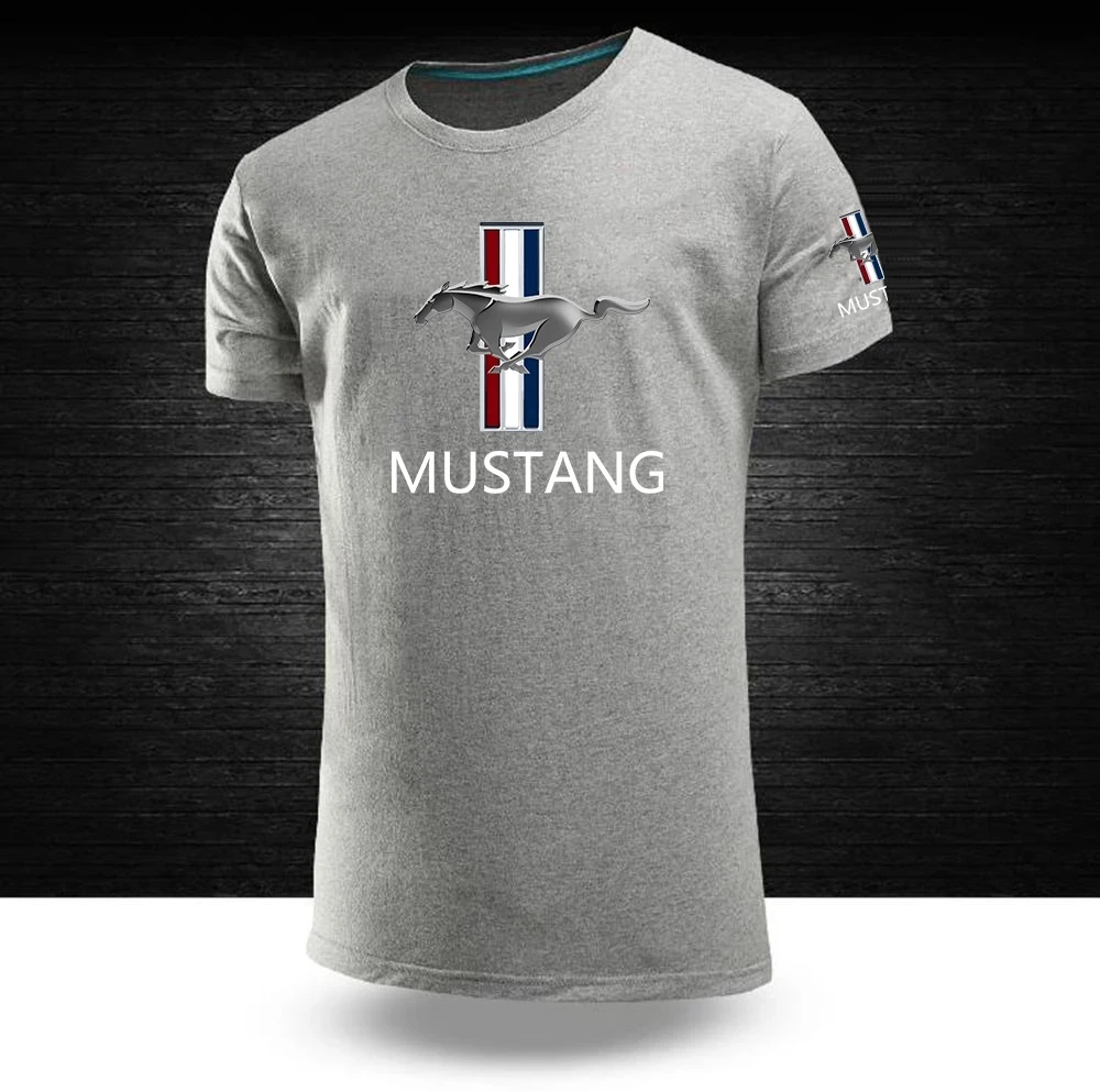 

2021NEW Mustang Summer Fashion Male Tops Casual Short Sleeves Solid Color Cotton Round neck Hip Hop T shirts Sport Tops