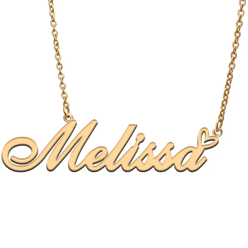 

Love Heart Melissa Name Necklace for Women Stainless Steel Gold & Silver Nameplate Pendant Femme Mother Child Girls Gift