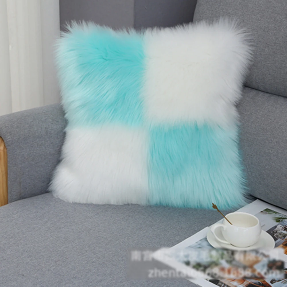 

Plush Sofa Throw Pillow Cushion Cover Office Lumbar Cushion Australia Faux Wool Throw Pillow Cushion Cover