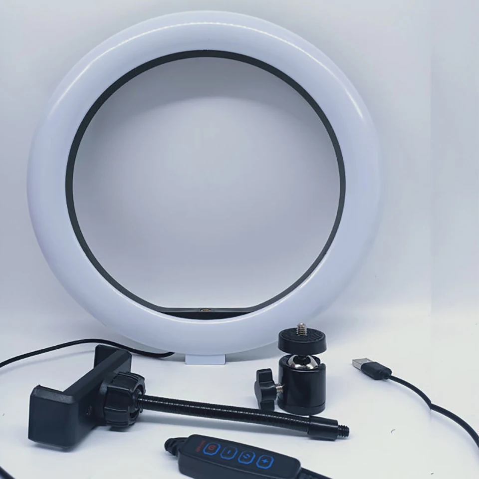 Кольцевой светильник для селфи светодиодная лампа 26 см со штативом с круглым