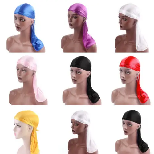 Унисекс Для мужчин женщин бандана Durag тюрбан парики пиратский HatHeadwear мягкий шелк