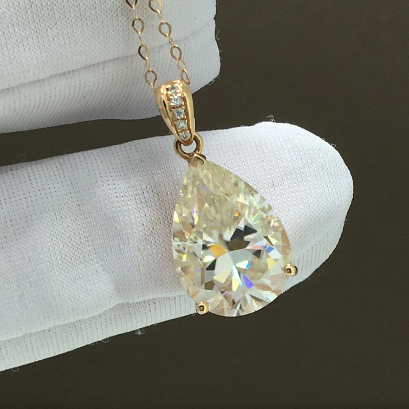 Фото Luomansi VVS1 D Цвет 5CT каплевидной формы Муассанит 18K розовое золото ожерелье женские ювелирные изделия для свадьбы помолвки вечеринки подарок на день рождения №5