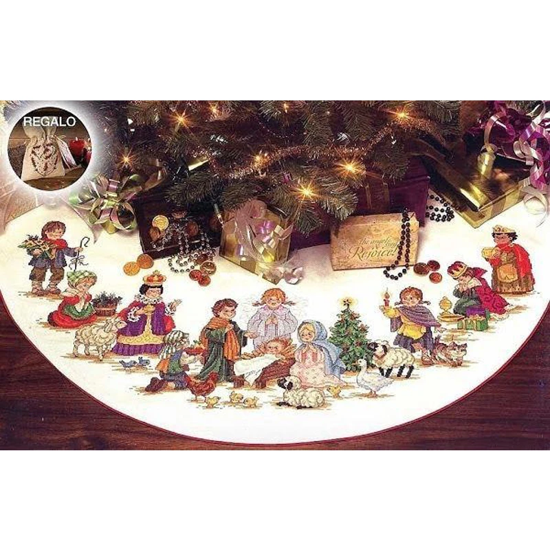 

Amishop Top Quality Lovely Holiday Theme Counted Cross Stitch Kit Christmas Angels Table Runner Tablecloth Dim 08526