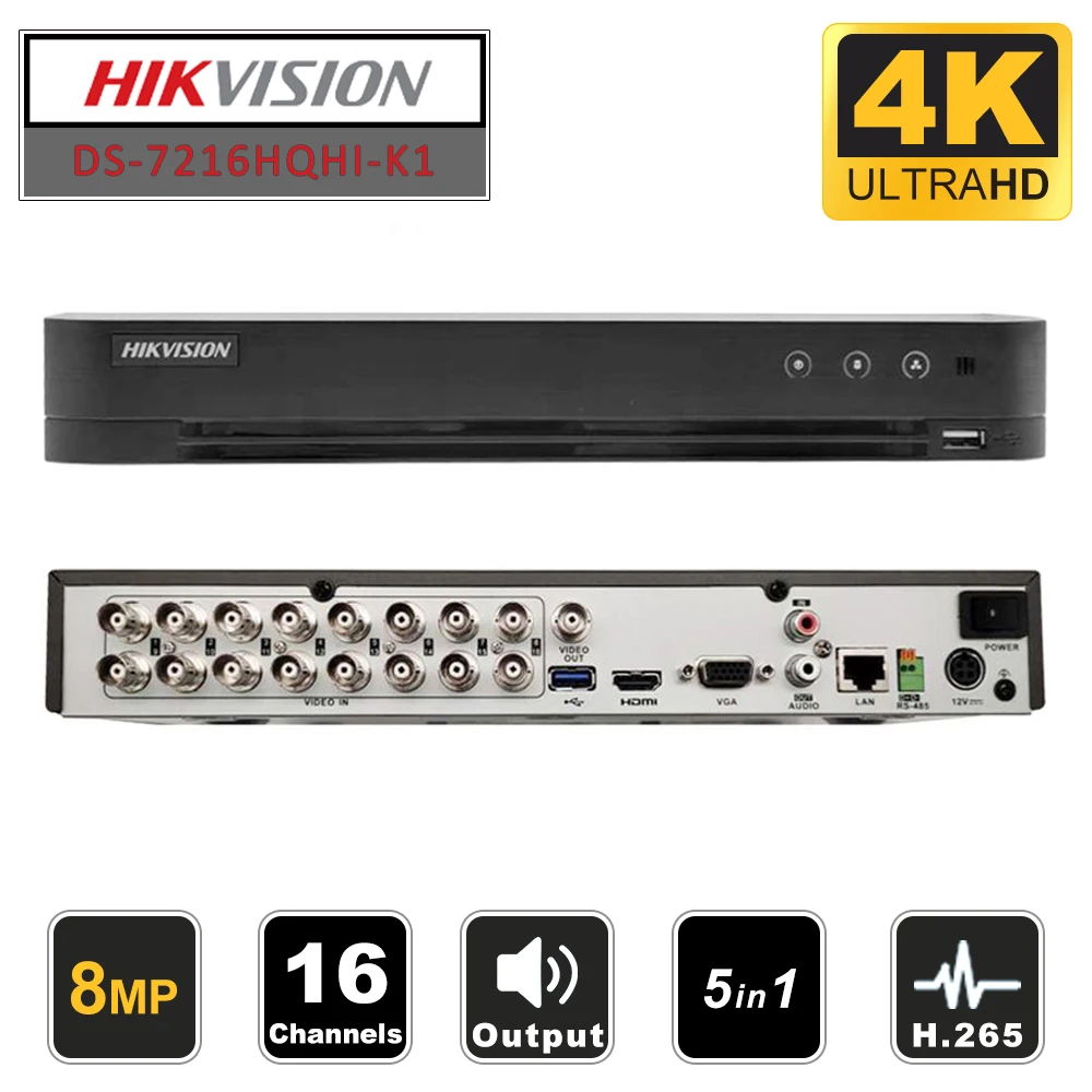 Hikvision 16ch/8ch/4ch DVR Max support 8MP DS-7216HUHI-K1&amp DS-7208HUHI-K1 &amp DS-7204HUHI-K1 Analog Camera | Безопасность и