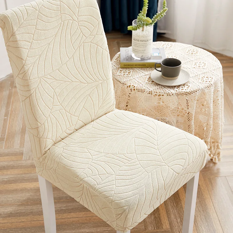 

New Solid Color Jacquard Chair Covers Plush for Wedding Dining Room Office Banquet Housse De Chaise Chair Cover