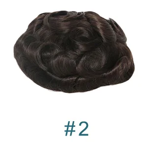 2 # Eversilky человеческие волосы прочные шиньоны Кружева Тонкий PU сменная система для мужчин Toupees человеческие волосы прочные шиньоны кружева& PU - Парик Цвет: 2 #